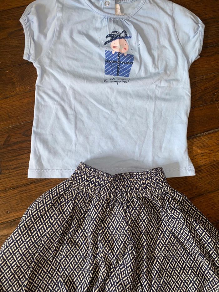 T-shirt cadet rousselle et jupe bleu comme gris 18 mois - photo numéro 2