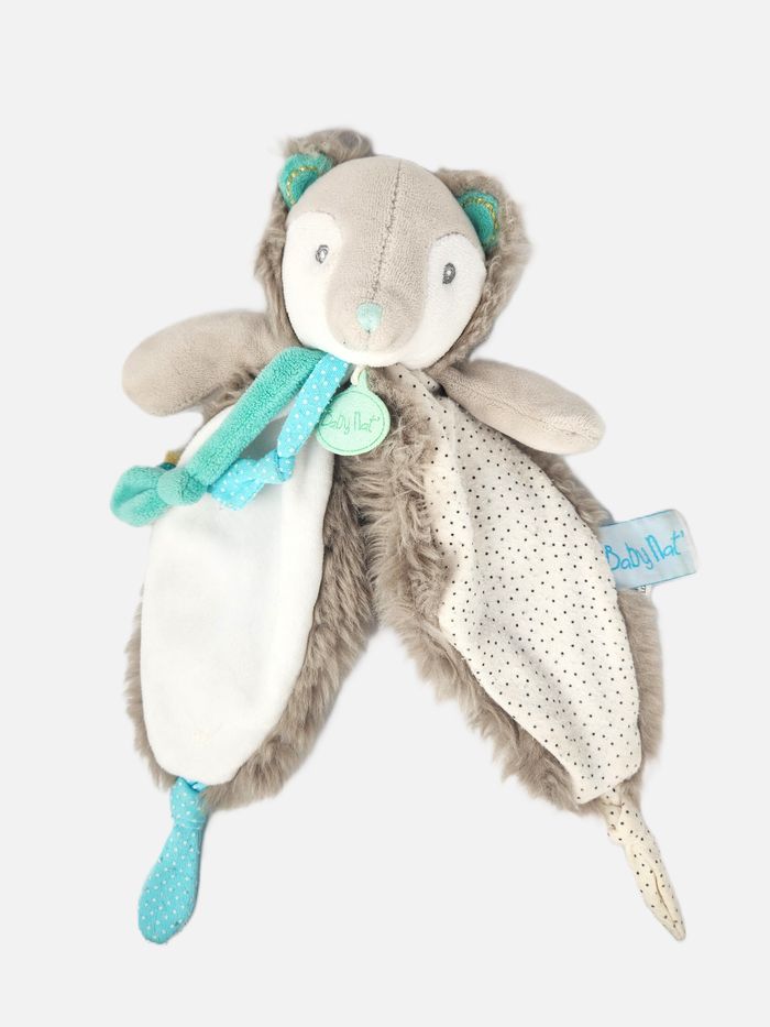Doudou Ours Frisounours BabyNat - Gris Beige Blanc - Très Bon État