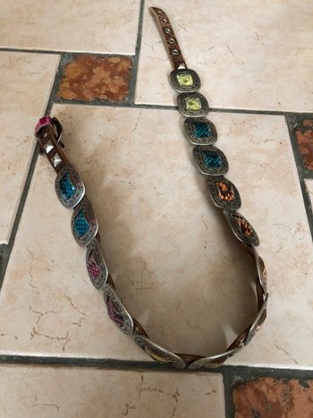 Magnifique ceinture multicolore cuir et métal