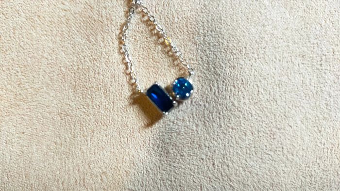Argent 925 & Zircons saphir (collier + bague + boucles) - photo numéro 8
