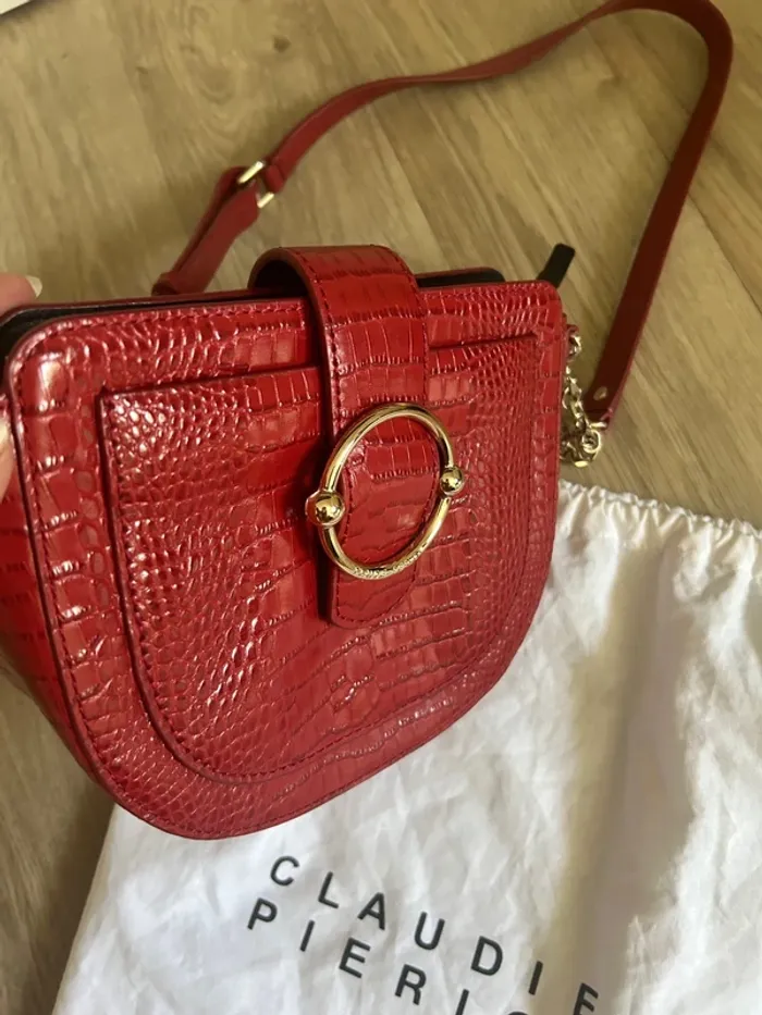Claudie Pierlot, sac en cuir rouge avec dustbag État neuf - photo numéro 3