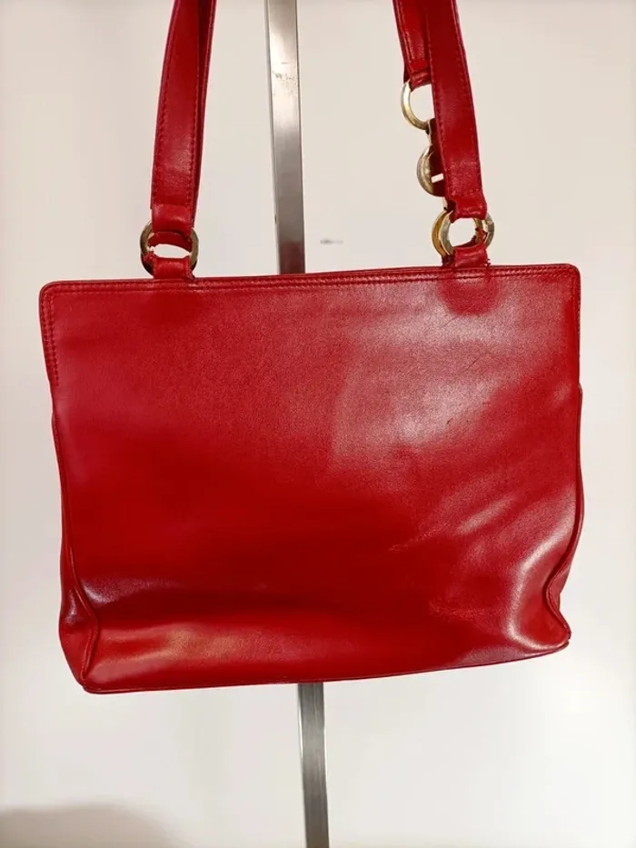 Sac à main rouge en cuir rouge Lancel été vintage - photo numéro 2