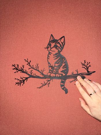 Décoration murale en métal chat