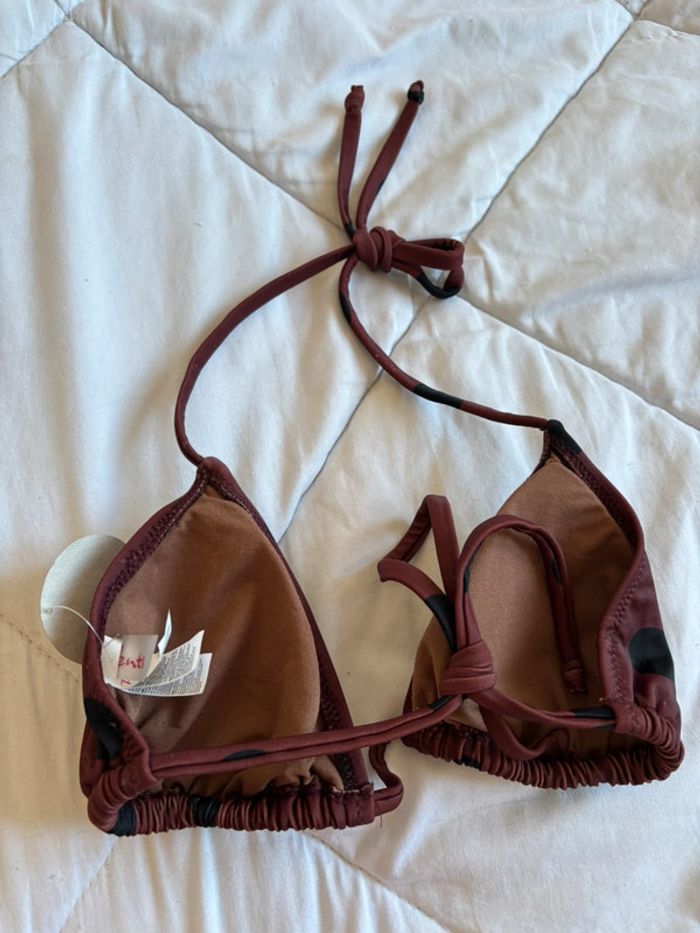 Maillot de bain marron cerise à pois noir coque neuf taille S/36 - photo numéro 2
