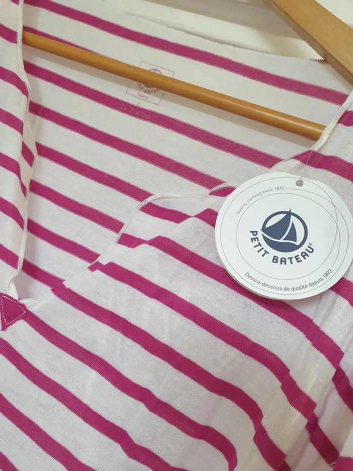 Haut Blouse Top Marinière 100% coton Petit Bateau Taille 16 ans ou M - photo numéro 3