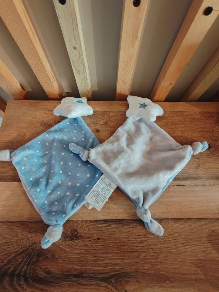 Lot de 2 doudou étoiles gris bleu siplec