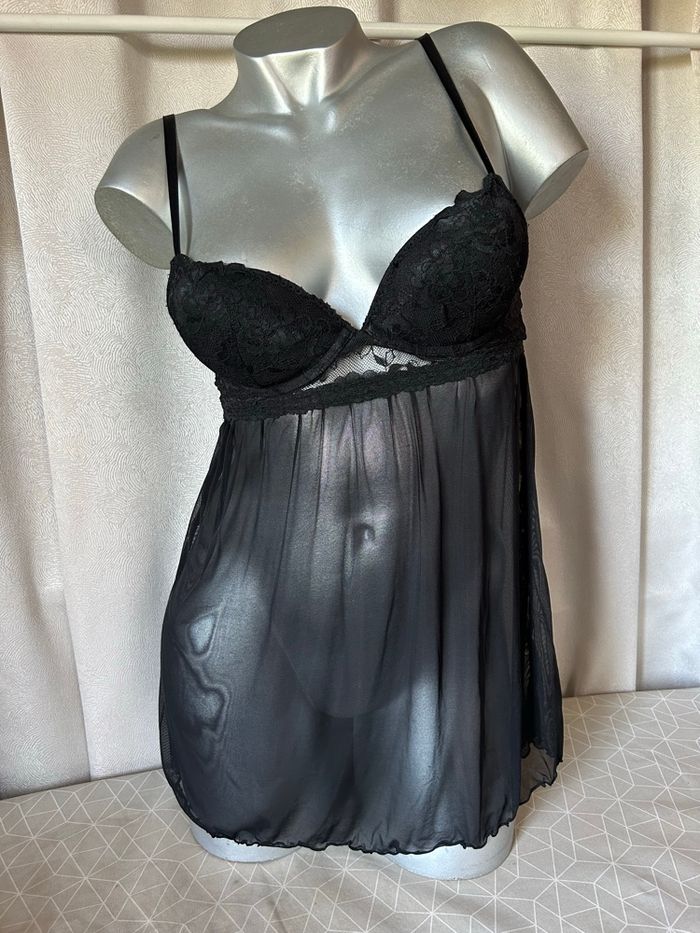 Nuisette noire soutien gorge push up XS H&M - photo numéro 1