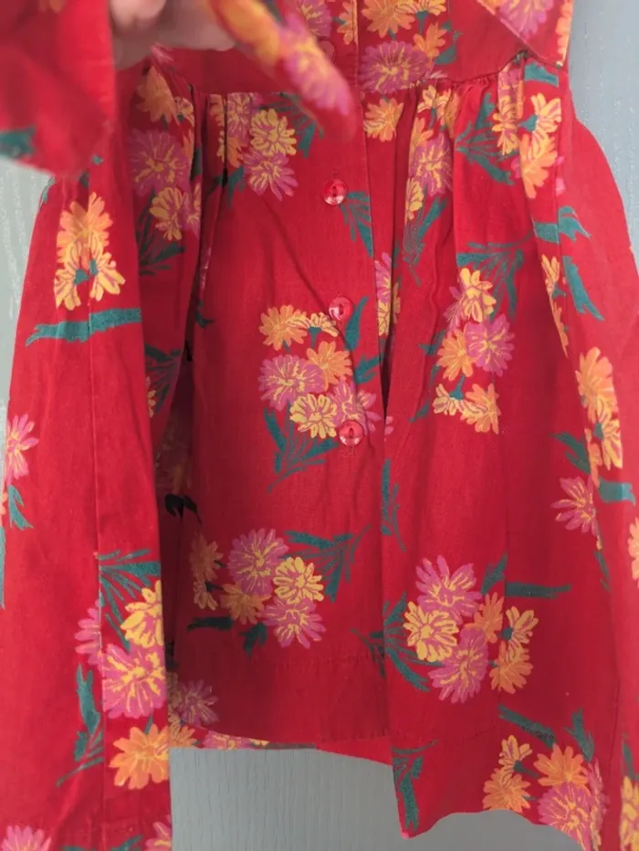 Robe rétro rouge a fleurs mini stéréo 6 mois vintage - photo numéro 6