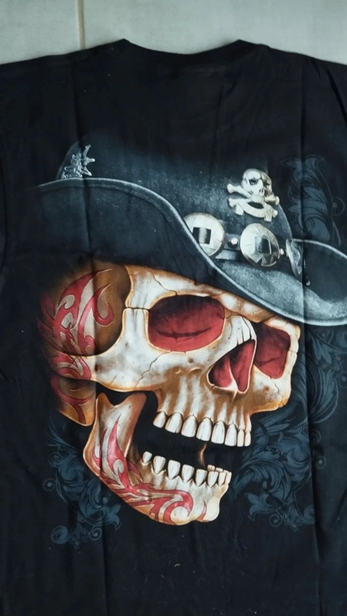 Tee-shirt noir tête de mort taille l homme - photo numéro 9