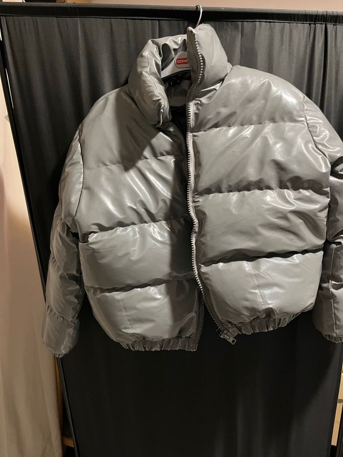 Doudoune grise brillant