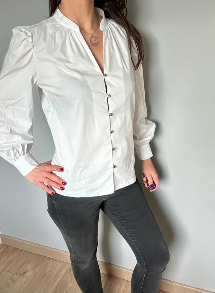 Chemisier fluide Morgan – Blanc, boutons dorés taille 36 - photo numéro 5