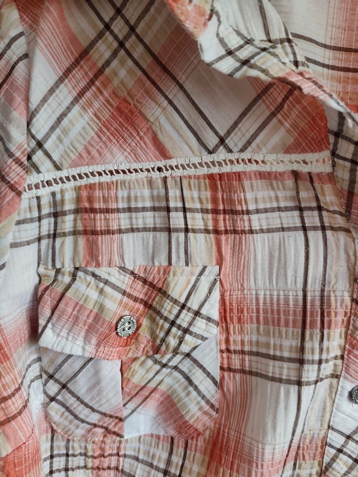 Chemise à carreaux blanc/orange – Taille 42/44 – World Fashion - photo numéro 4