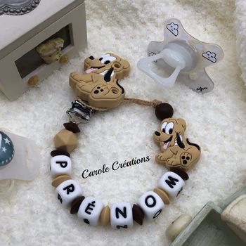 Attache tétine personnalisé en silicone pluto le chien 