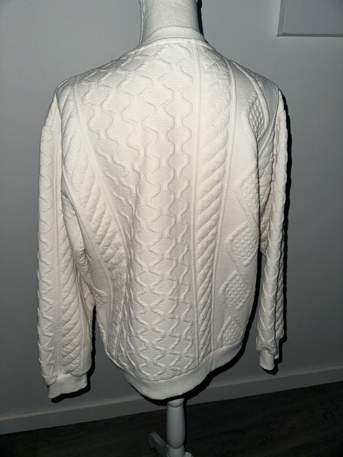 Sweatshirt oversize mailles torsades blanc Zara T36 S - photo numéro 3