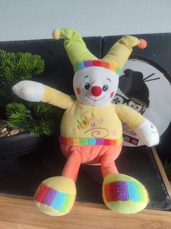doudou peluche clown jaune orange abeille grelot fl b.v fleur Blanc Multicolore