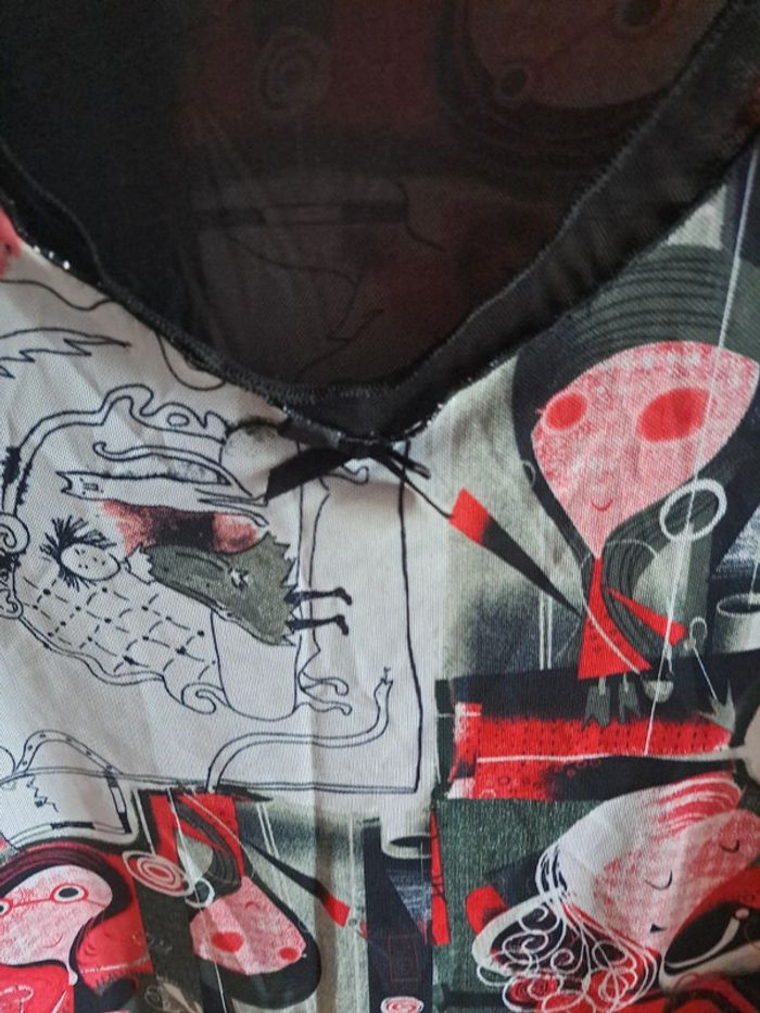 Debardeur rouge noir en voile XS /S - photo numéro 3