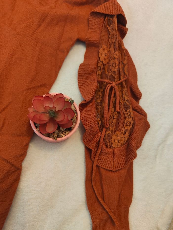 Pull fin manche en dentelle femme - photo numéro 3