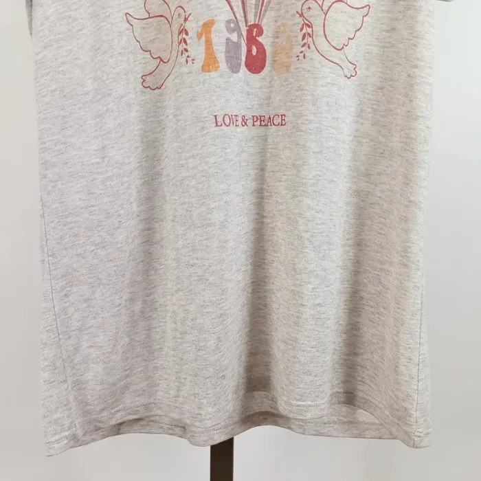 T-shirt femme "août 1969" August - Tshirt gris peace colombes, taille M Tshirt gris A547 - photo numéro 7