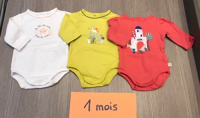 3 bodies manches longues 1 mois Compagnie des petits - photo numéro 2