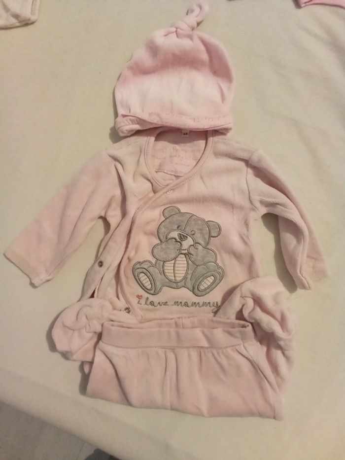 Pyjama 2 pièces avec Bonnet bébé fille