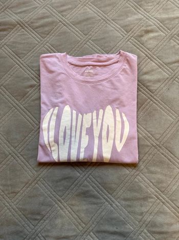 T shirt mauve i love you - Kiabi - taille M - neuf sans étiquette