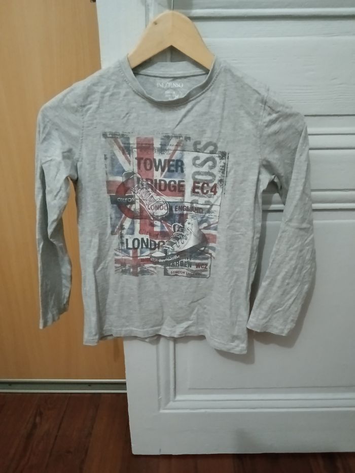 Tee-shirt in extenso gris chiné et multicolore