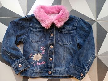 Veste jean Col rose et broderies Barbie 5 ans