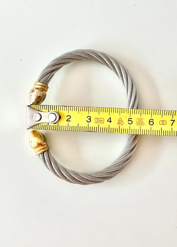Bracelet torsadé et rigide, argenté et doré - photo numéro 6