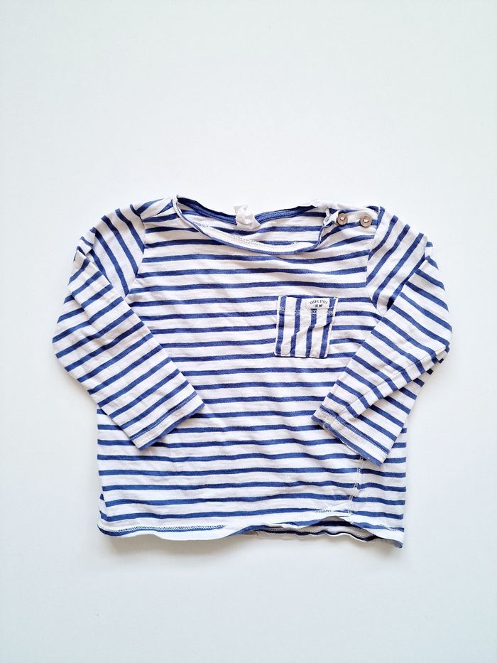 H&M - Tee-shirt léger, marinière, manches longues (12 mois)