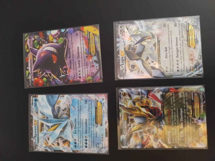 Lot de 4 cartes ultra rares : Kyurem ex, Lugia ex,  Giratina ex, Ectoplasma ex