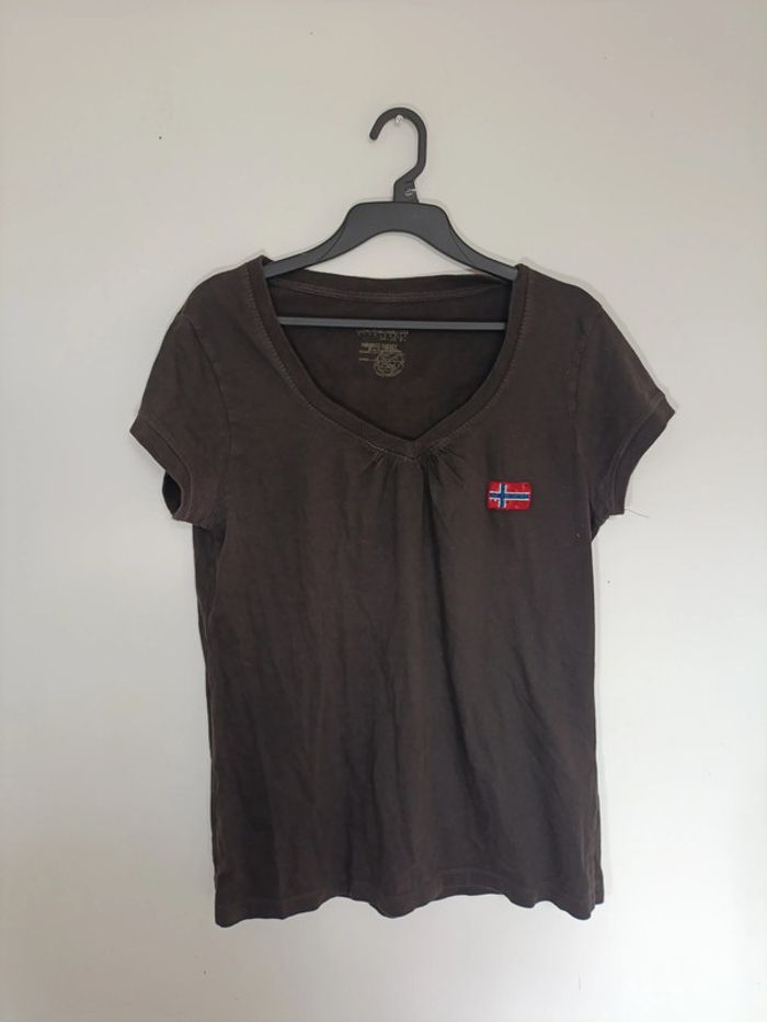 T-shirt marron foncé logo Napapijri