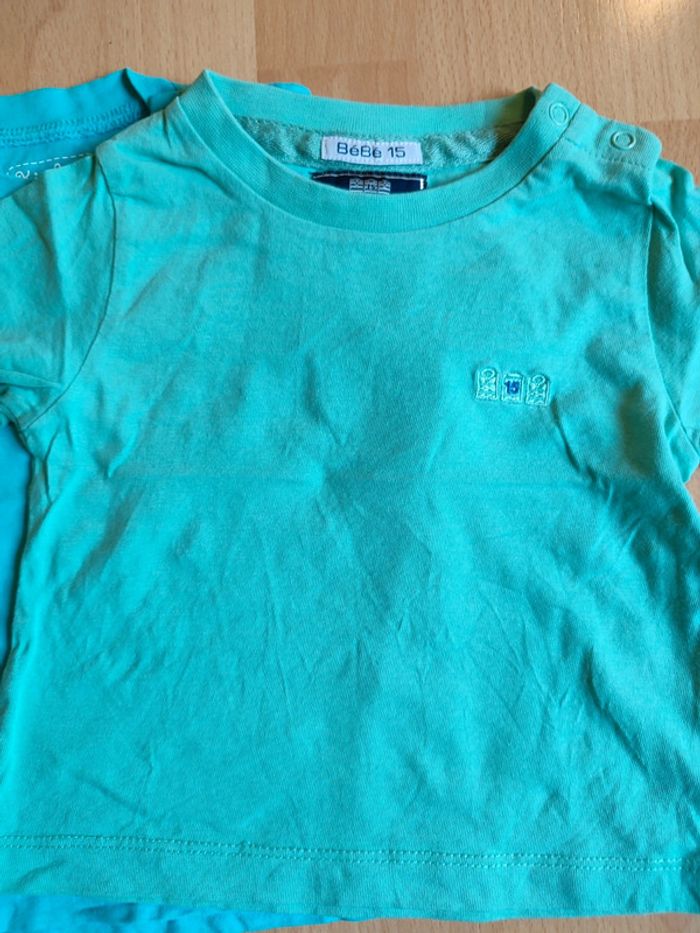 Lot salopette légère en Jeans Kimbaloo+ 2 t-shirts manches courtes Kimbaloo et Serge Blanco en 12M - photo numéro 6