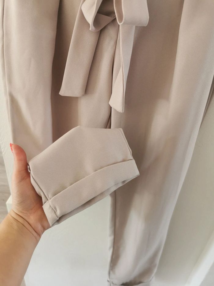 Pantalon 7/8 chino avec ceinture nouée beige - Lefties - photo numéro 2