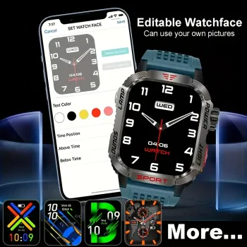 Montre connectée Coiusor – Appels Bluetooth, étanche, sport, iOS/Android