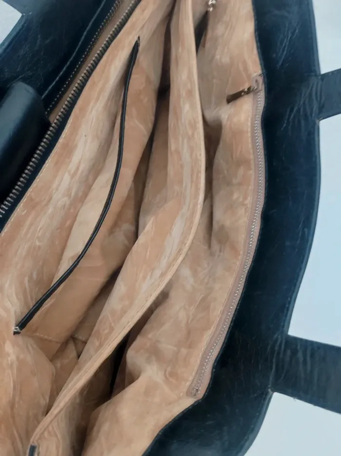 Sac à main cartable cuir noir 80-90 vintage - 36×21×10cm - photo numéro 5