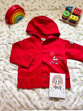 gilet à capuche 12 mois rouge lullaby