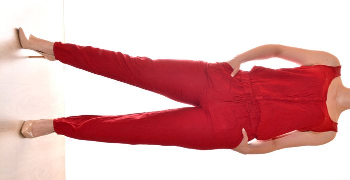 combinaison rouge uni sans manches décontractée et féminine taille M - photo numéro 2