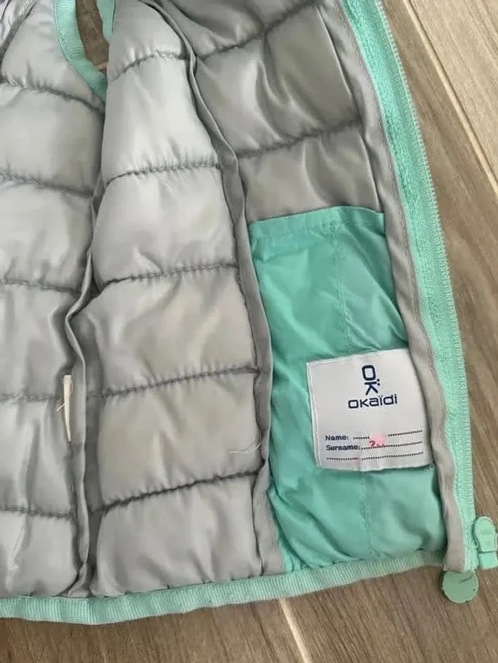 Doudoune sans manche okaidi 3 ans vert menthe - photo numéro 6