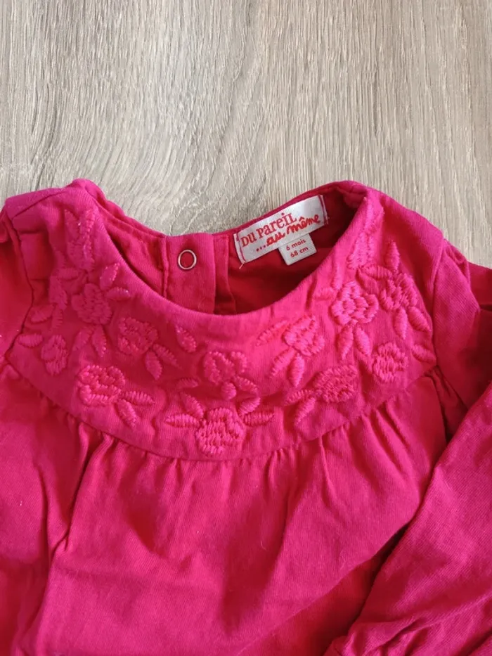 Ensemble haut rose DPAM et pantalon bleu Obaibi bébé fille 6 mois - photo numéro 4