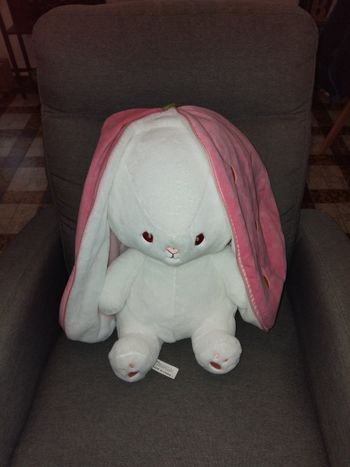 Peluche lapin qui se transforme en fraise 