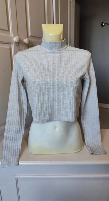 Top court mini col roulé gris M - H&M