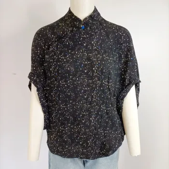 Top coupe japonaise - Noa noa by Sharin Foo - Taille XS 34 - Bleu marine et noir Élégant A331