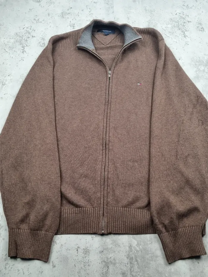 Pull zippé Tommy Hilfiger marron L Hommes (mesures en photos) - photo numéro 3
