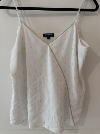 Top Débardeur Charlott’ blanc à bretelles – Taille L (40)