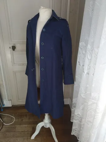 Trench bleu marine T 36 38 – style anglais imperméable, vintage