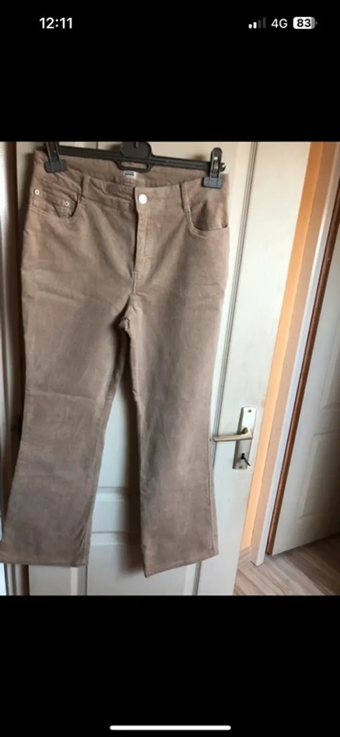 jeans velours flare pimkie beige marron - photo numéro 2