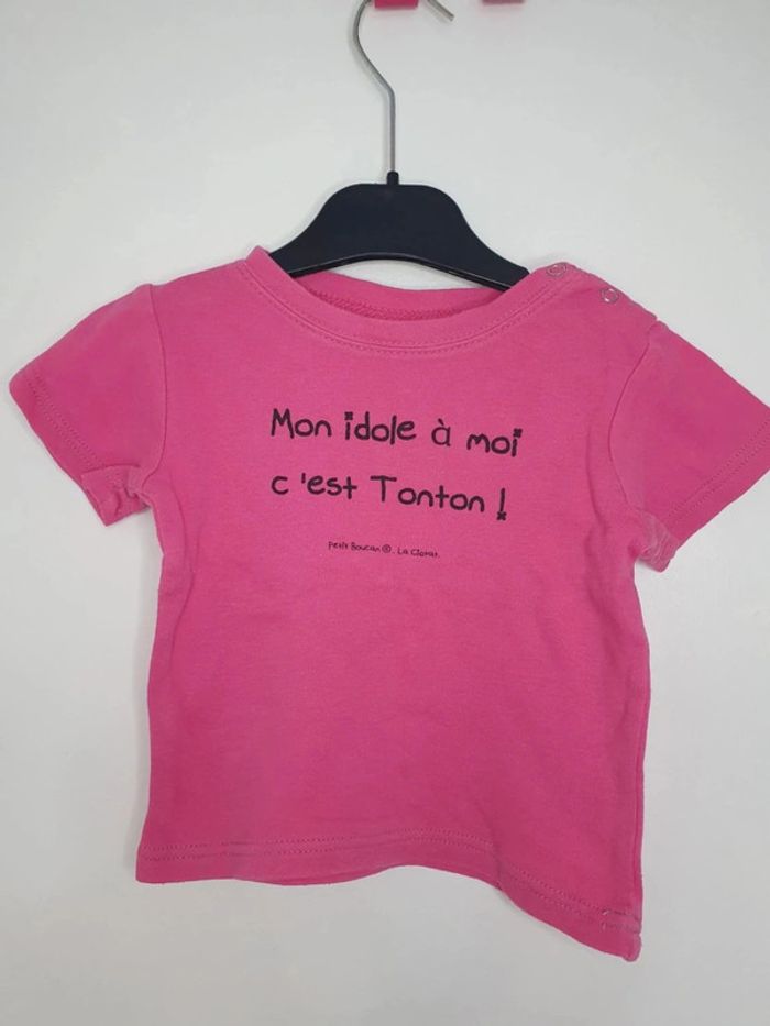Tee shirt rose manches courtes petit boucan taille 12 à 18 mois - photo numéro 2