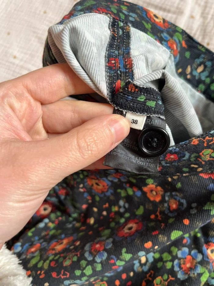 Pantalon fleuri côtelé - Isabel Marant étoile - 38 - photo numéro 3