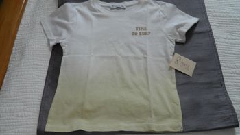 T-shirt manches courtes blanc jaune 8 ans