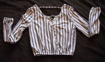 Crop top manche longue rayé